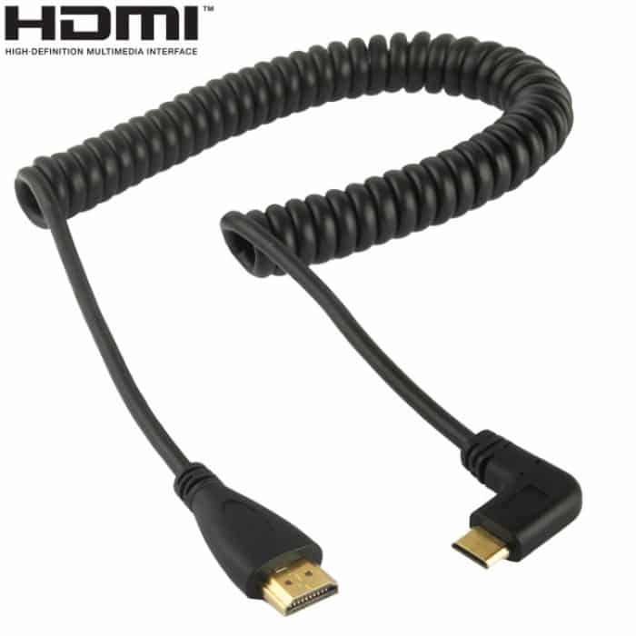 1.4 Version Vergoldetes Mini-HDMI-Stecker-zu-HDMI-Stecker-Spiralkabel, Unterstützung 3D / Ethernet, Länge: 0,6 m-2 m – Bild 2