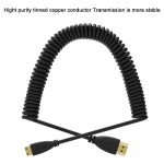 1.4 Version, vergoldetes Mini-HDMI-Stecker-zu-HDMI-Stecker-Spiralkabel, Unterstützung 3D / Ethernet, Länge: 60 cm (kann bis zu 2 m verlängert werden) – Bild 4