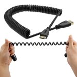 1.4 Version, vergoldetes Mini-HDMI-Stecker-zu-HDMI-Stecker-Spiralkabel, Unterstützung 3D / Ethernet, Länge: 60 cm (kann bis zu 2 m verlängert werden) – Bild 5