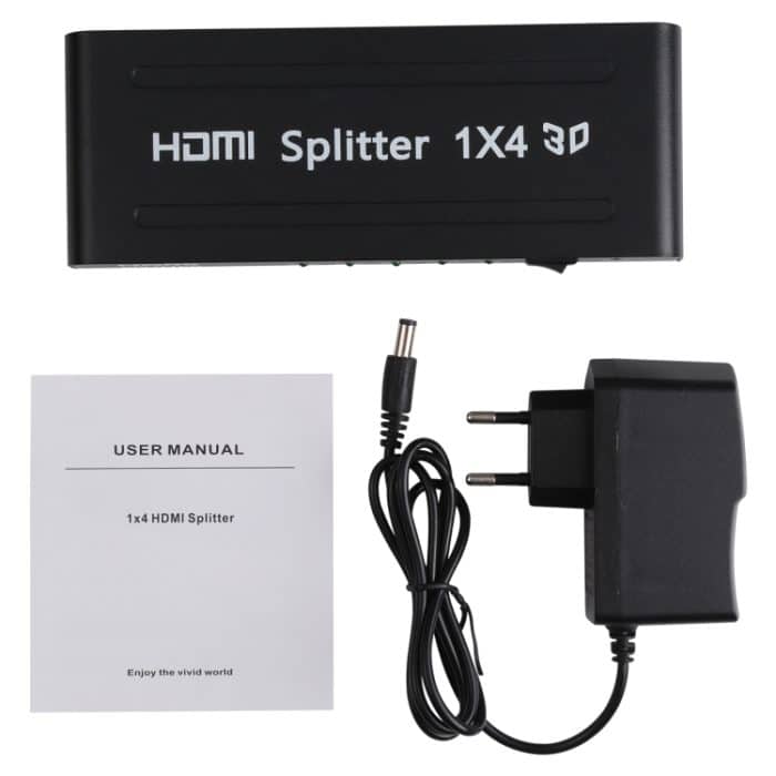 1080p 1x4 HDMI-Splitter, 1.4 Version, EU-Stecker (schwarz) – Bild 5