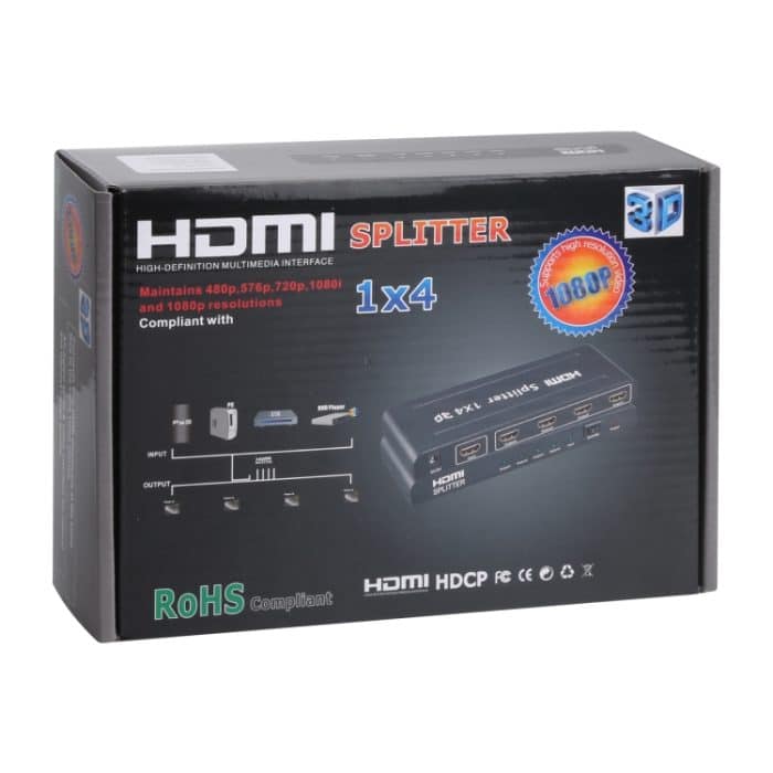 1080p 1x4 HDMI-Splitter, 1.4 Version, EU-Stecker (schwarz) – Bild 6