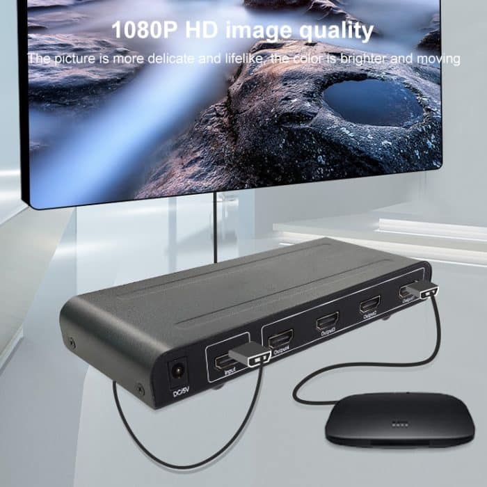 1080p 1x4 HDMI-Splitter, 1.4 Version, EU-Stecker (schwarz) – Bild 7