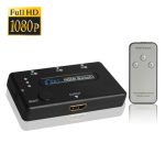 1080P HDMI-Schalter mit 3-Port-Verstärker, Version 1.3, mit Fernbedienung (schwarz)
