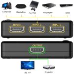 1080P HDMI-Schalter mit 3-Port-Verstärker, Version 1.3, mit Fernbedienung (schwarz) – Bild 5
