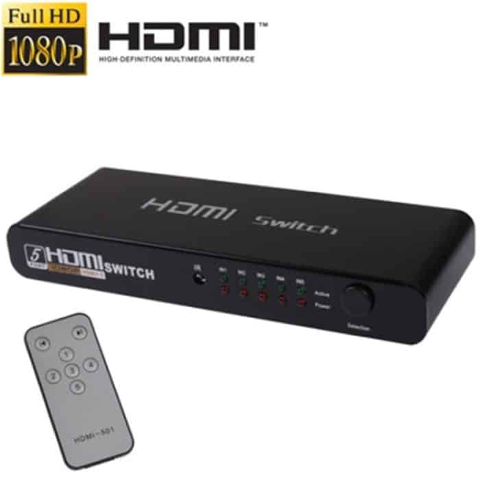 5 Ports Full HD 1080P HDMI-Switch mit Switch und Fernbedienung, Version 1.3 (5 Ports HDMI-Eingang, 1 Port HDMI-Ausgang) (schwarz) – Bild 1