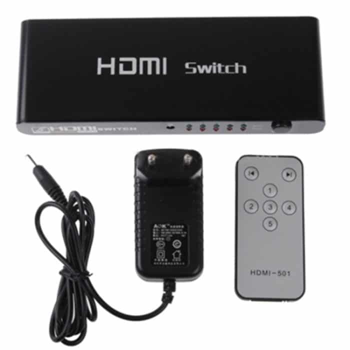 5 Ports Full HD 1080P HDMI-Switch mit Switch und Fernbedienung, Version 1.3 (5 Ports HDMI-Eingang, 1 Port HDMI-Ausgang) (schwarz) – Bild 4