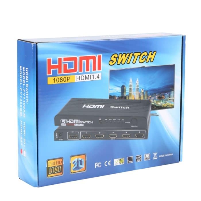 Full HD 1080P HDMI-Schalter mit 5 Anschlüssen, Fernbedienung und LED-Anzeige (schwarz) – Bild 6