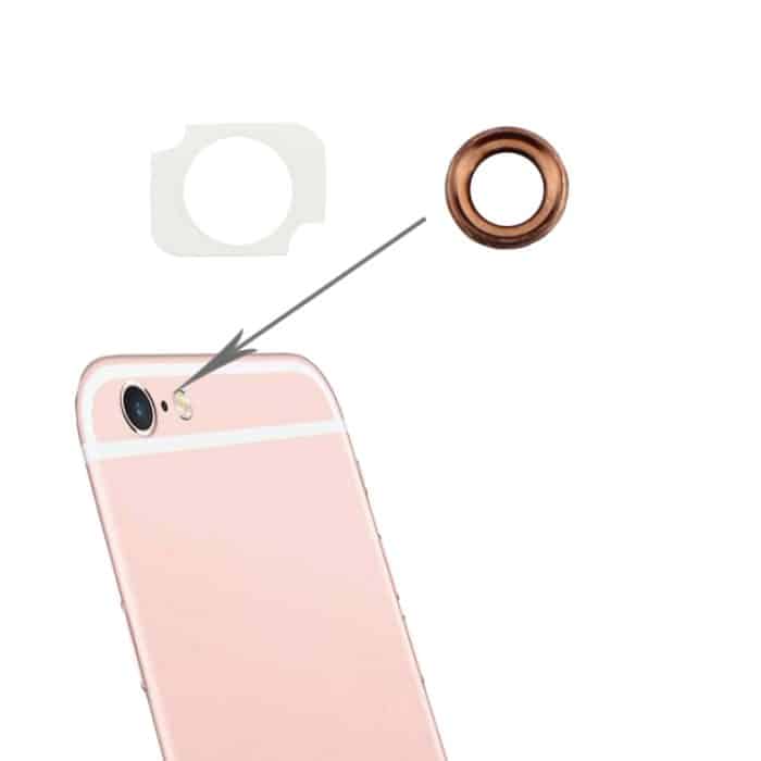 S-IP6P-2103RG.jpg 10 Paare/Set Rückkamera-Objektivring + Taschenlampenhalterung für iPhone 6 Plus und 6s Plus, Rose Gold, For iPhone 6 Plus – Bild 1