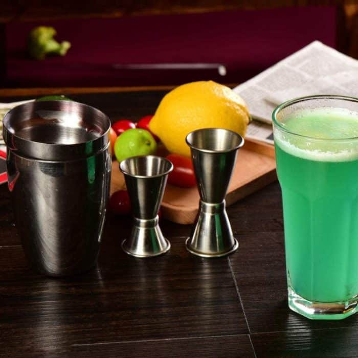 5 in 1 Classic Edelstahl-Shaker-Set, Kapazität: 550 ml (Shaker + Jigger + Sieb + Eisclip + Rührrohr) (Silber) – Bild 11