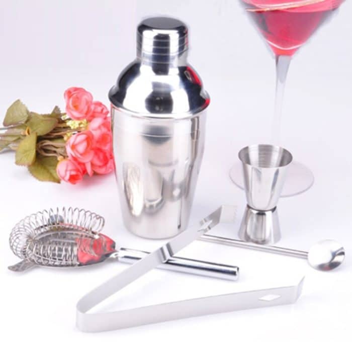 5 in 1 Classic Edelstahl-Shaker-Set, Kapazität: 550 ml (Shaker + Jigger + Sieb + Eisclip + Rührrohr) (Silber) – Bild 7