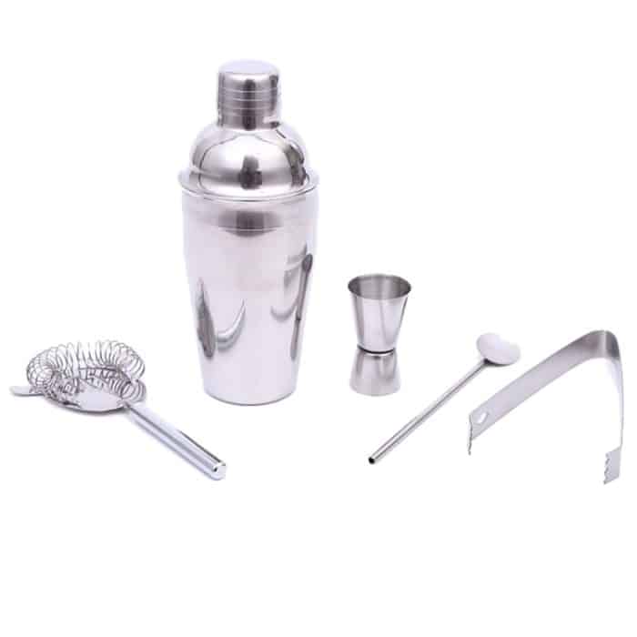 5 in 1 Classic Edelstahl-Shaker-Set, Kapazität: 550 ml (Shaker + Jigger + Sieb + Eisclip + Rührrohr) (Silber) – Bild 9