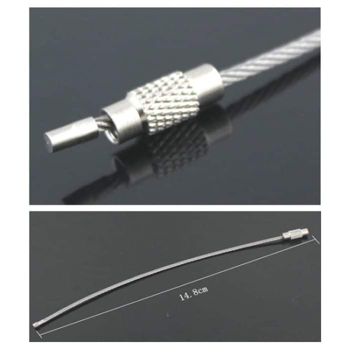 Outdoor Camping Multifunktionaler Stahldrahtseilring / Edelstahldraht Schlüsselanhänger (Silber) – Bild 3