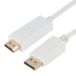 DisplayPort-Stecker auf HDMI-Stecker-Adapterkabel, Länge: 1,8 m, DP to HDMI Male White, DP to HDMI Male (Gold plated)