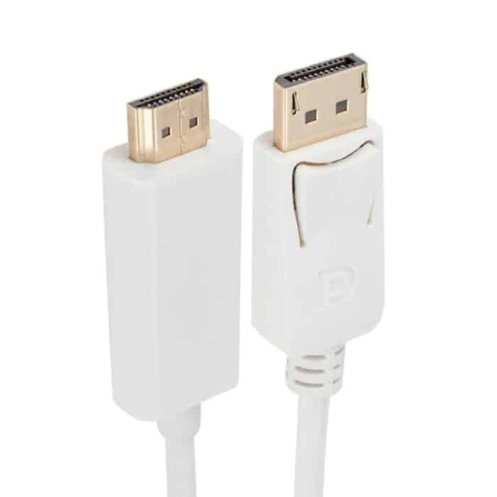 DisplayPort-Stecker auf HDMI-Stecker-Adapterkabel, Länge: 1,8 m, DP to HDMI Male White, DP to HDMI Male (Gold plated) – Bild 2