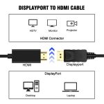 DisplayPort-Stecker auf HDMI-Stecker-Adapterkabel, Länge: 1,8 m, DP to HDMI Male White, DP to HDMI Male (Gold plated) – Bild 7