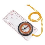2 in 1 Kompass mit Kartenmesslineal Lanyard Emergency Survival Tool (transparent)