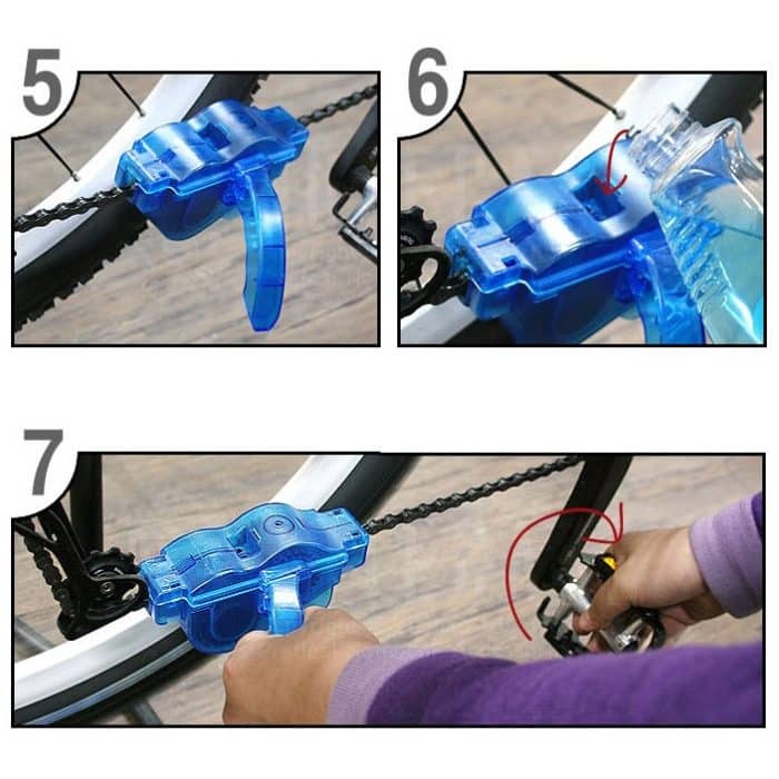 Fahrradkettenreiniger Fahrradbürsten Bürsten Scrubber Wash Tool Kit Bergsteiger Fahrradkettenreiniger Tool Kits (Blau) – Bild 9