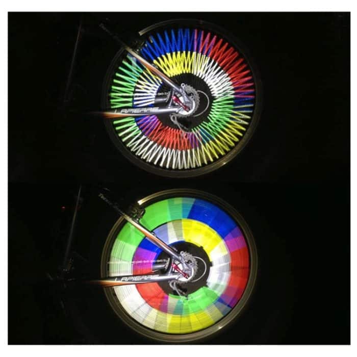 OQSPORT 12 Stück Fahrrad-Rad-Speichen-Reflektor, reflektierende Halterung, Clip-Röhre, Warnlichtstreifen – Bild 4