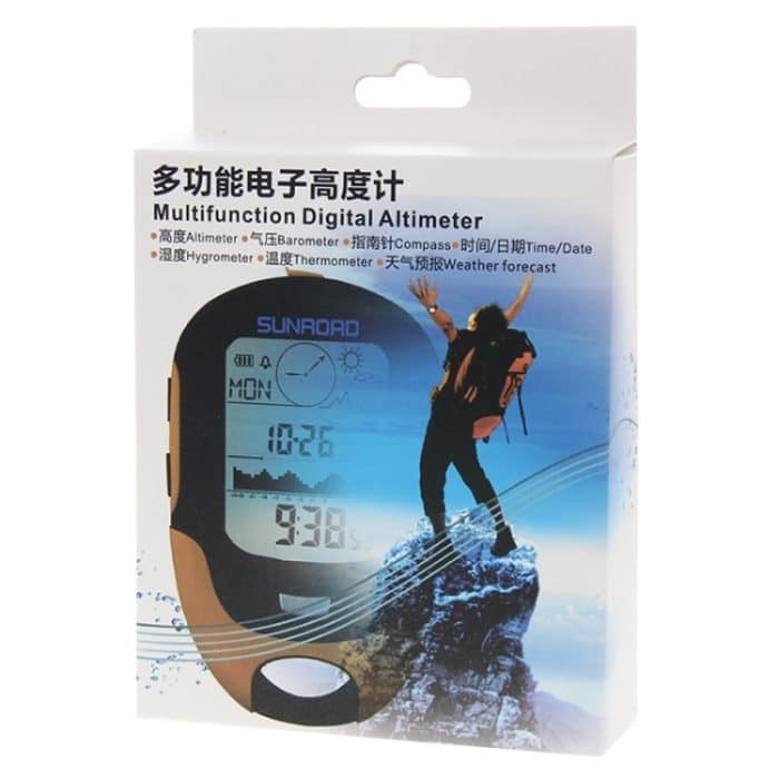 SUNROAD Multifunktions-LCD-Digital-Höhenmesser mit Kompass & Barometer & Thermometer & Hygrometer & Wettervorhersage & LED-Taschenlampe und Uhr – Bild 9