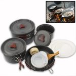 Outdoor Camping Ultraleichtes 9-teiliges stapelbares Kochgeschirr-Set