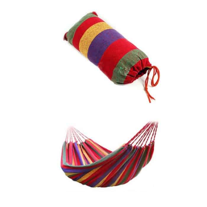 Strip Single Camping Outdoor Canvas-Hängematte, Größe: 185 cm x 80 cm, 185cm x 80cm (Red), 260cm x 100cm (Blue) – Bild 5