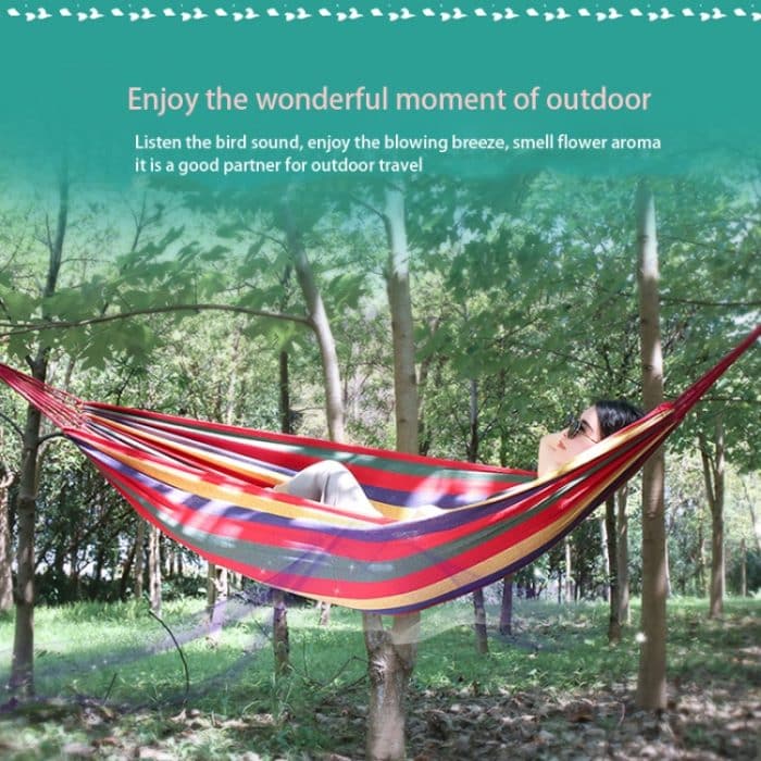 Strip Single Camping Outdoor Canvas-Hängematte, Größe: 185 cm x 80 cm, 185cm x 80cm (Red), 260cm x 100cm (Blue) – Bild 8