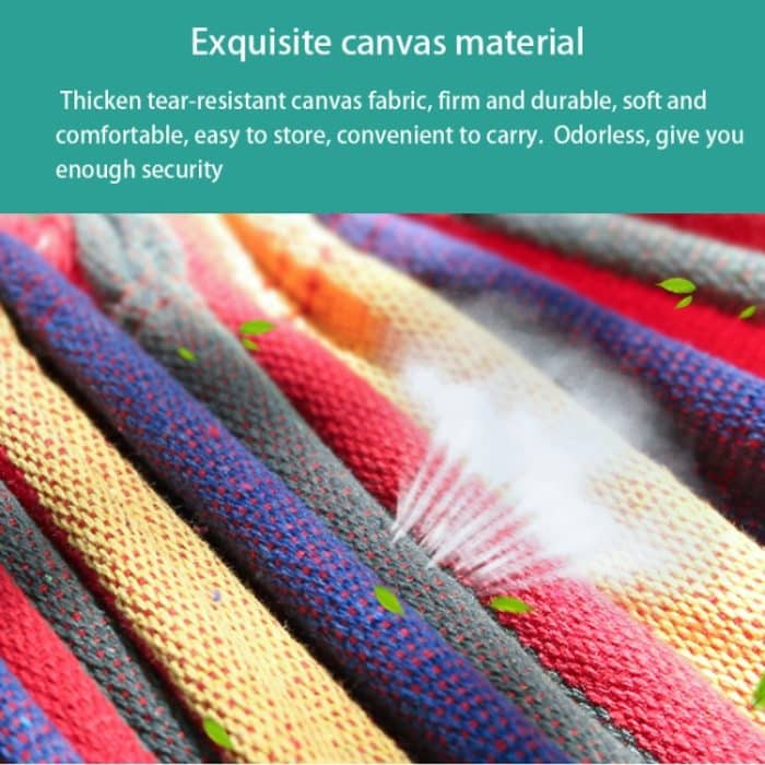 Strip Single Camping Outdoor Canvas-Hängematte, Größe: 185 cm x 80 cm, 185cm x 80cm (Red), 260cm x 100cm (Blue) – Bild 9