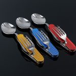 6-in-1-Reise-/Camping-Klappbesteckset aus Edelstahl, Löffel + Gabel + Messer + Flaschenöffner-Set – Bild 10