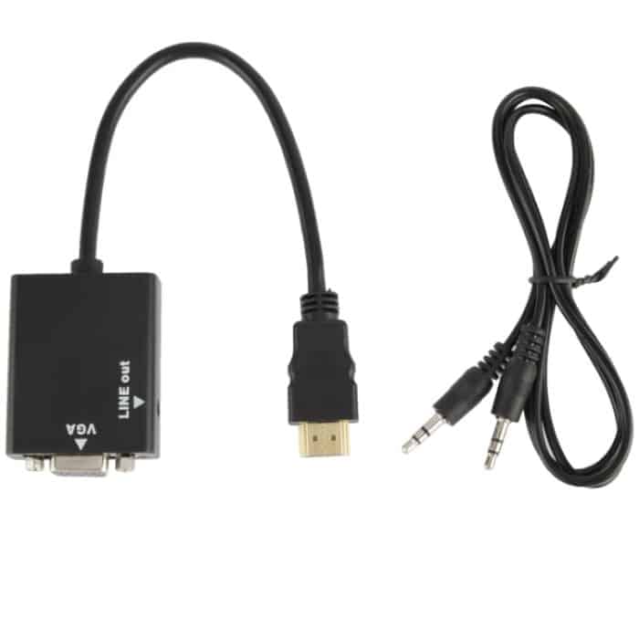 26 cm HDMI zu VGA + Audioausgang Video-Konvertierungskabel mit 3,5 mm Audiokabel, unterstützt Full HD 1080P (schwarz) – Bild 5