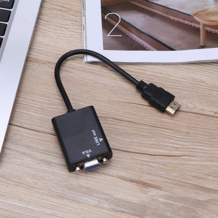 26 cm HDMI zu VGA + Audioausgang Video-Konvertierungskabel mit 3,5 mm Audiokabel, unterstützt Full HD 1080P (schwarz) – Bild 7