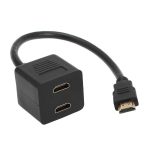 30cm HDMI Splitter Adapter Y Verteiler Stecker mit 2 Kupplung Gel (vergoldet) (Schwarz)