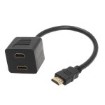 30cm HDMI Splitter Adapter Y Verteiler Stecker mit 2 Kupplung Gel (vergoldet) (Schwarz) – Bild 2