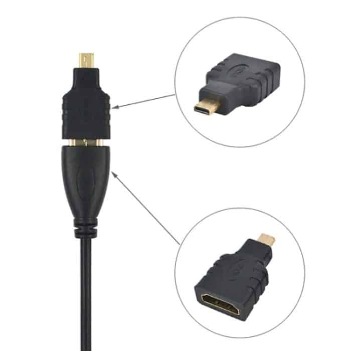 Micro HDMI-Stecker auf HDMI-Buchse (vergoldet) (schwarz) – Bild 6