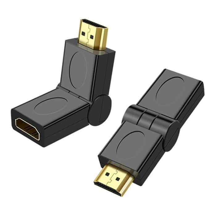 S-PC-0333.jpg HDMI 19 Pin Stecker auf HDMI 19Pin Buchse SWIVEL (180 Grad) Adapter (vergoldet) (schwarz) – Bild 1