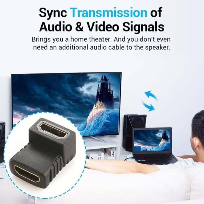 HDMI-Winkelkoppler (weiblich zu weiblich) - 90 Grad (vergoldet) (schwarz) – Bild 5