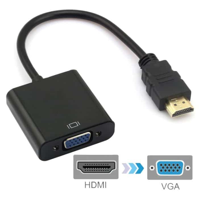 S-PC-0336.jpg 20 cm HDMI 19 Pin Stecker auf VGA Buchse Kabeladapter (schwarz) – Bild 1