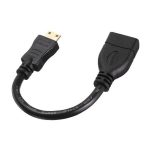 16 cm vergoldetes Mini-HDMI-Stecker auf HDMI 19-poliges Buchsenkabel (schwarz) – Bild 3