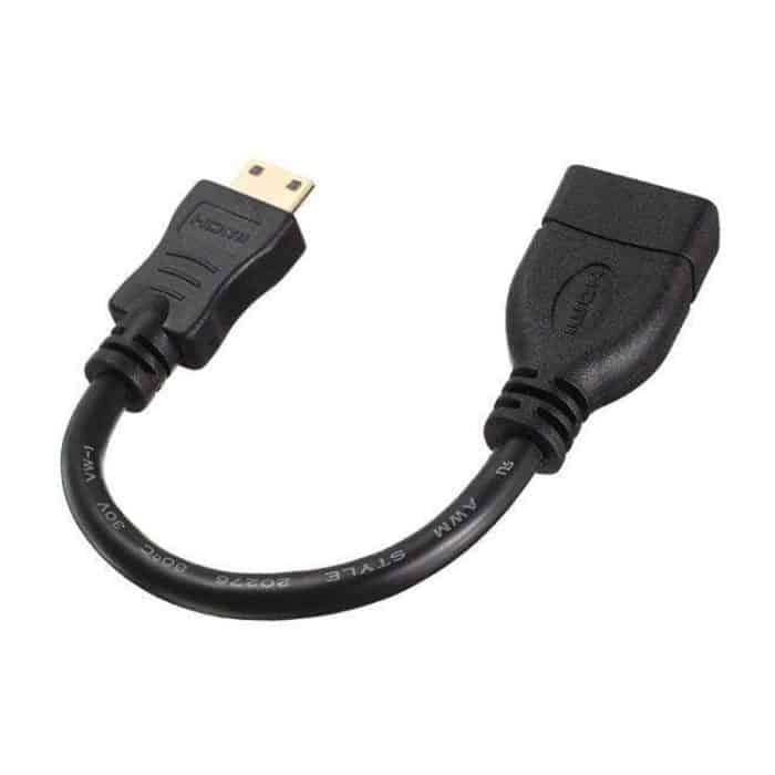 16 cm vergoldetes Mini-HDMI-Stecker auf HDMI 19-poliges Buchsenkabel (schwarz) – Bild 3