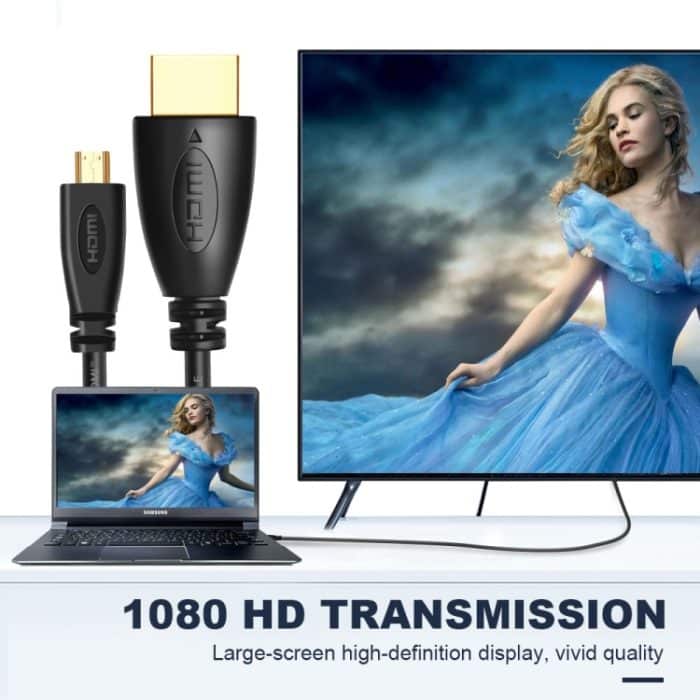 1,5 m vergoldetes 3D 1080P Micro HDMI-Stecker-zu-HDMI-Stecker-Kabel für Mobiltelefon, Kameras, GoPro – Bild 4