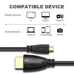 1,5 m vergoldetes 3D 1080P Micro HDMI-Stecker-zu-HDMI-Stecker-Kabel für Mobiltelefon, Kameras, GoPro – Bild 7