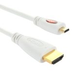 Vergoldetes Micro-HDMI-Stecker-HDMI-Steckerkabel, Version 1.4, Länge: 1 m (weiß)