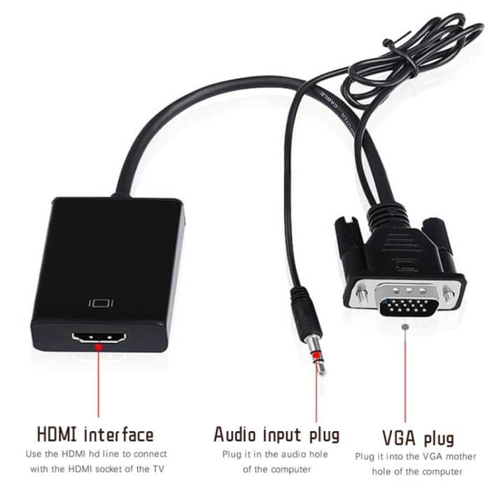 VGA + Audio zu Full HD 1080P HDMI Video Converter Box Adapter für HDTV – Bild 3
