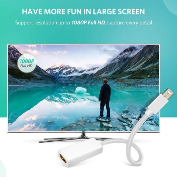 Full HD 1080P Mini DisplayPort Stecker auf HDMI Buchse Kabeladapter, Länge: 20 cm – Bild 5