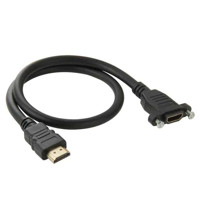 S-PC-0360.jpg 50 cm High Speed HDMI 19-poliges Stecker-zu-HDMI 19-poliges weibliches Anschlussadapterkabel (schwarz) – Bild 1