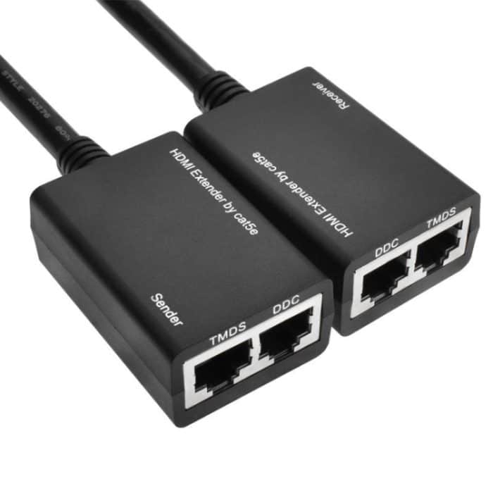 HDMI Extender von Cat5e / 6 LAN-Kabel 30M / 1080P (schwarz) – Bild 3