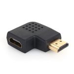 Vergoldeter HDMI 19 Pin Stecker auf HDMI 19 Pin Buchse Adapter mit 90 Grad Winkel (Schwarz)