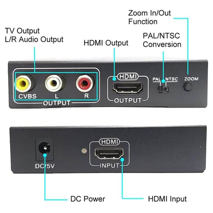 NK-10II HDMI zu HDMI / CVBS / AV Scaler Box Videokonverter (schwarz) – Bild 4