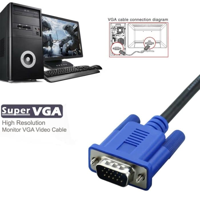 5 m hochwertiges VGA 15Pin-Stecker auf VGA 15Pin-Steckerkabel für LCD-Monitor / Projektor (schwarz) – Bild 6