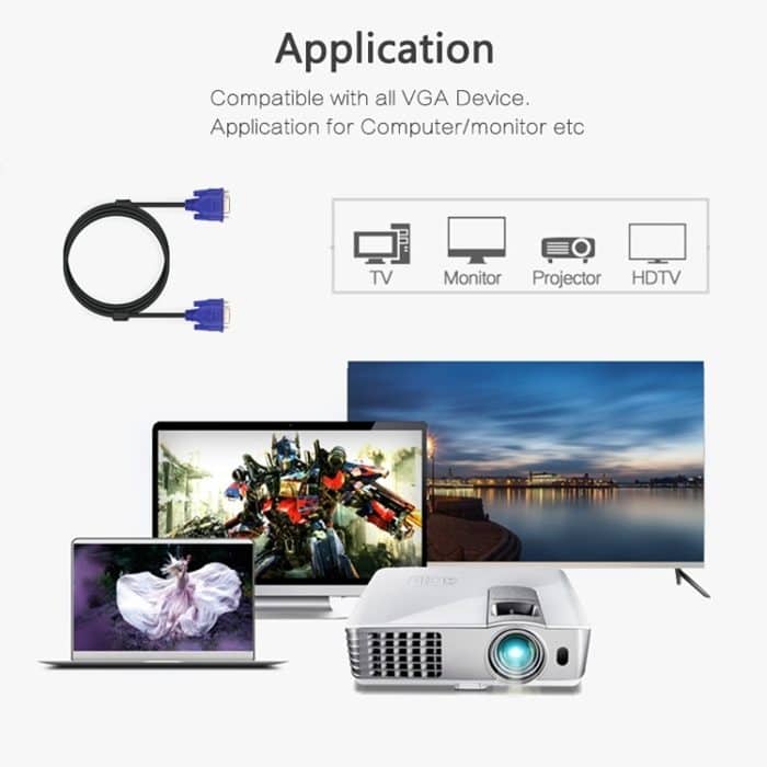 1,5 m VGA 15-poliges Kabel von guter Qualität zu 15-poligem VGA-Kabel für LCD-Monitor, Projektor usw. – Bild 5