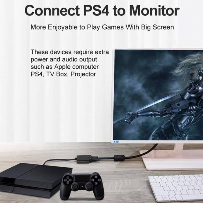 22 cm Full HD 1080P Micro HDMI-Stecker auf VGA-Buchse Videoadapterkabel mit Audiokabel (schwarz) – Bild 6